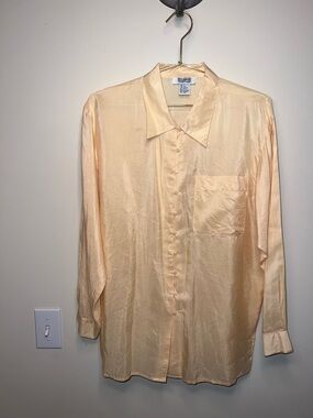 Vintage Sostanza Silk Blend Light Yellow Button Up Blouse Women’s Small